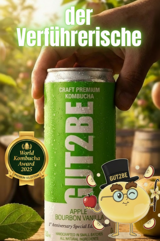 GUT2BE® Der Verführerische – Apfel Bourbon Vanille | CRAFT PREMIUM Kombucha 12 x 330ml - GUT2BE.DEGUT2BE.DEKombucha Fermentierter TeeGUT2BE® Der Verführerische – Apfel Bourbon Vanille | CRAFT PREMIUM Kombucha 12 x 330ml