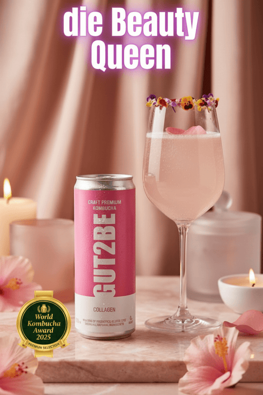 GUT2BE® Die Beauty Queen – Kollagen | CRAFT PREMIUM Kombucha seit 2022 12 x 330ml - GUT2BE.DEGut2beKombucha Fermentierter TeeGUT2BE® Die Beauty Queen – Kollagen | CRAFT PREMIUM Kombucha seit 2022 12 x 330ml